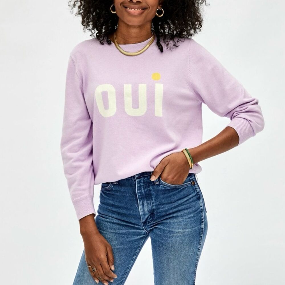 Clare V Sweater cotton oui crew knit womens Purple (large) fun casual minimalist
